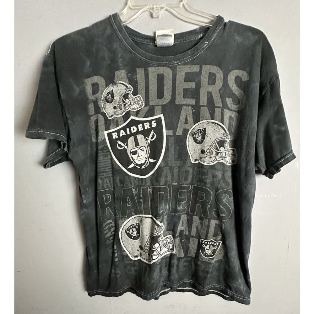 Men's Team Apparel NFL Oakland Raiders Tye Dye T-Shirt Black Size Large Y2K